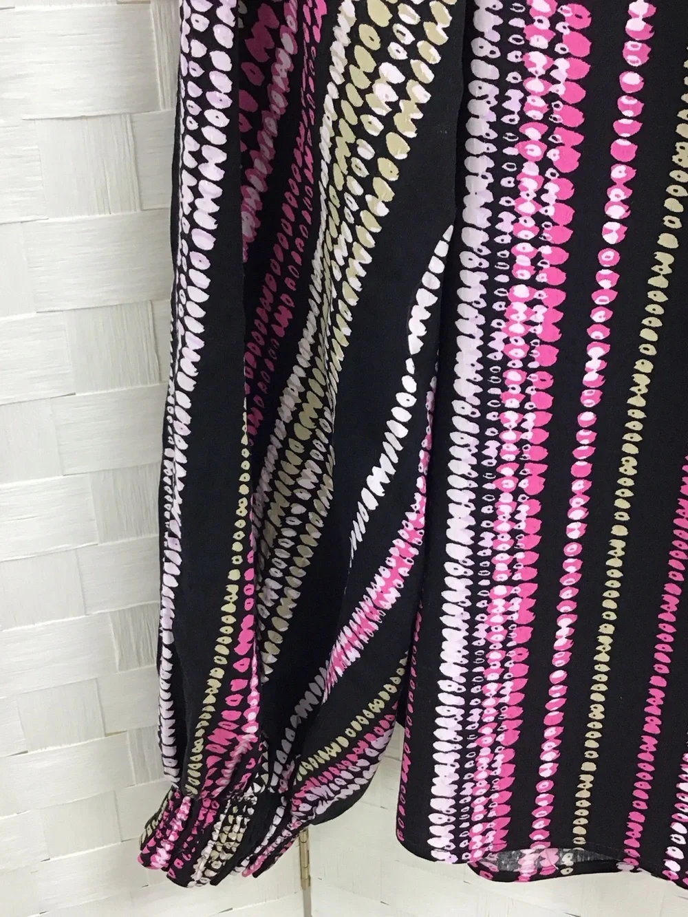 Maeve Black Blouse with Pink and Cream Vertical Dot Stripes - Picture 2 of 6